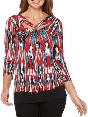Rafaella Printed Knotted Front Top
