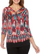 Rafaella Printed Knotted Front Top