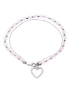 Lord & Taylor Cubic Zirconia Heart Pink Bead Bracelet