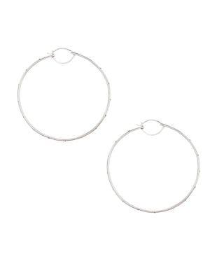Sole Society Silvertone & Dorado Hematite Hoop Earrings