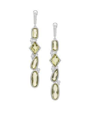 Ripka Rio Multi-shape Lemon Quartz, White Topaz & Sterling Silver Linear Drop Earrings