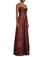 Aidan By Aidan Mattox V-neck Metallic Jacquard Gown