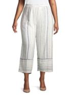 Lord & Taylor Plus Striped Linen-blend Culottes