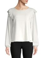 Calvin Klein Ruffle Balloon-sleeve Mixed Media Top