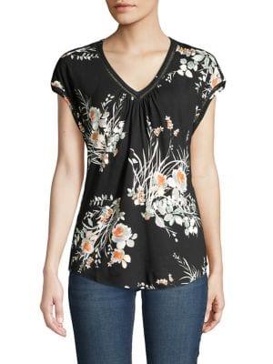 Daniel Rainn Floral-print V-neck Top