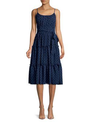 Gabby Skye Self-tie Polka Dot Dress
