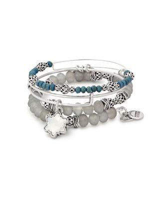Alex And Ani Snowflake Expandable Crystal Charm Bracelet Set