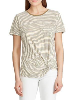 Lauren Ralph Lauren Striped Twist-front Pocket Tee