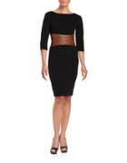 Nue By Shani Leather Paneled Bodycon Dress