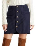 Polo Ralph Lauren Pinstripe Buttoned Merino Skirt
