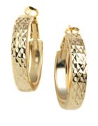 Lord & Taylor 18 Kt Gold Plated Engraved Wide Hoop Earrings