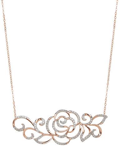 Lord & Taylor 14kt Rose Gold And Diamond Rose Necklace