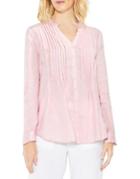 Two By Vince Camuto Long-sleeve Pintucked Linen Button-down Shirt
