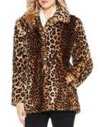 Vince Camuto Faux Fur Leopard-print Coat