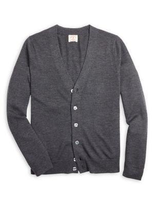 Brooks Brothers Red Fleece Heathered Merino Wool Cardigan