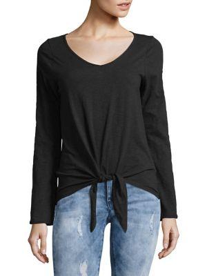 Design Lab Lord & Taylor Front-tie Cotton Top