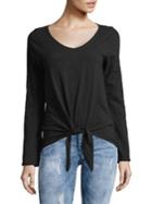 Design Lab Lord & Taylor Front-tie Cotton Top