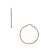Lord & Taylor 14k Yellow Gold And Rhodium Textured Hoop Earrings