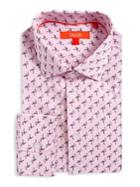 Tallia Orange Flamingo-print Cotton Dress Shirt