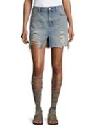 Free People We The Free Relaxed & Destroyed Denim Miniskirt