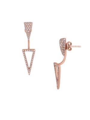 Effy Geo Diamond And 14k Rose Gold Stud And Ear Jacket Set, 0.65 Tcw