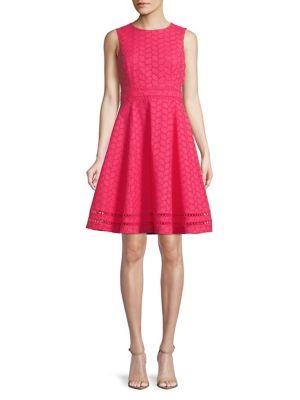 Calvin Klein Printed Eyelet Fit-&-flare Dress