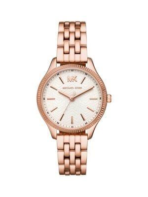 Michael Kors Lexington Three-hand Rose Goldtone Stainless Steel Bracelet Watch