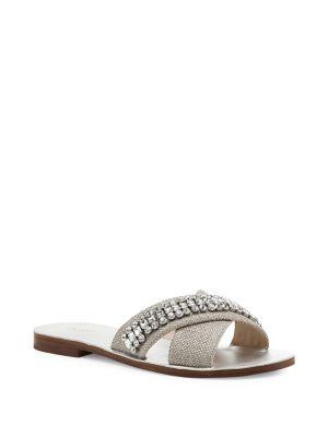 Botkier New York Alana Linen Jeweled Slides
