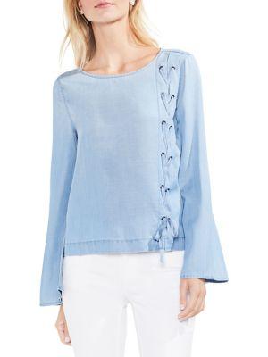Vince Camuto Side Lace-up Long-sleeve Blouse