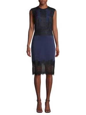 Tadashi Shoji Sleeveless Lace Trim Sheath Dress