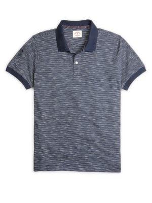 Brooks Brothers Red Fleece Slub Feeder Striped Cotton Polo