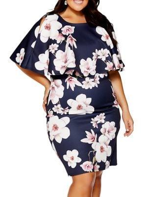 Quiz Curve Plus Floral-print Sheath Dress