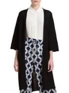 Donna Karan Three-quarter Sleeve Long Linen Cardigan