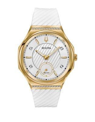 Bulova Curv Diamond, Goldtone Case & Silicone Strap Watch