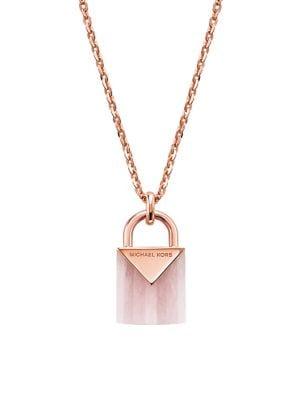 Michael Kors Kors Color Mercer Rose Quartz Padlock Pendant Necklace