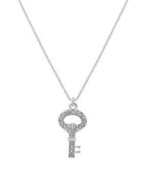 Lauren Ralph Lauren Silvertone & Crystal Key Pendant Necklace