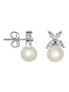 Majorica 8mm White Pearl Floral Drop Earrings