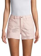 Kensie Jeans High-rise Distressed Cotton Shorts