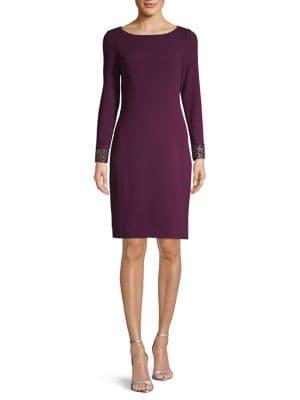 Vince Camuto Beaded Long-sleeve Sheath Dress