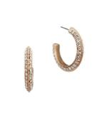 Anne Klein Rose-goldtone & Pave Crystal Hoop Earrings