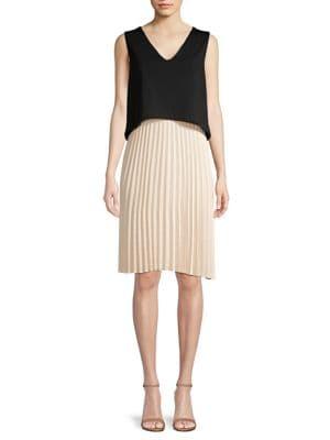 Donna Karan New York Popover Pleated Skirt Shift Dress