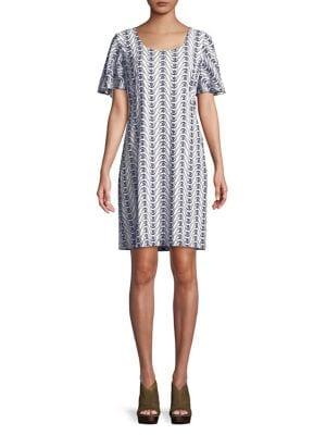 Karl Lagerfeld Paris Printed Short Sleeve Shirt Dress