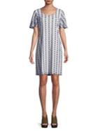 Karl Lagerfeld Paris Printed Short Sleeve Shirt Dress