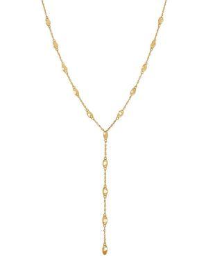 Lord & Taylor 14k Yellow Oval Beads Lariat Necklace