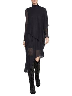 Bcbgmaxazria Asymmetric Tiered Turtleneck Shift Dress