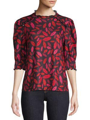 Imnyc Isaac Mizrahi Ruffle Smocked-sleeve Top