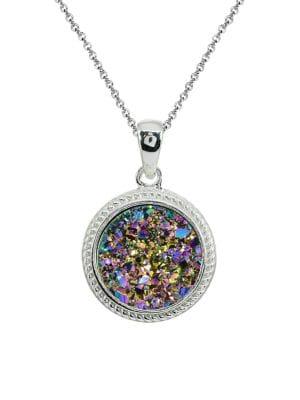 Lord & Taylor Sterling Silver & Multi-druzy Quartz Pendant Necklace