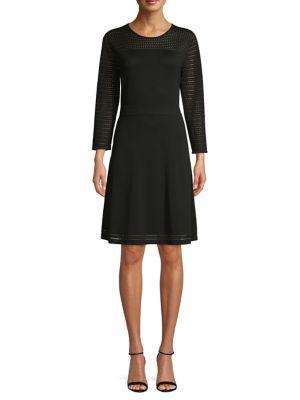 Calvin Klein Petite Eyelet Long-sleeve A-line Dress