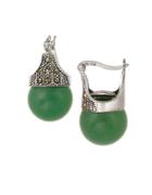 Designs Sterling Silver And Marcasite Green Aventurine Drop Earrings