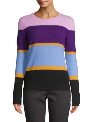 Lord & Taylor Petite Striped Crewneck Cashmere Sweater